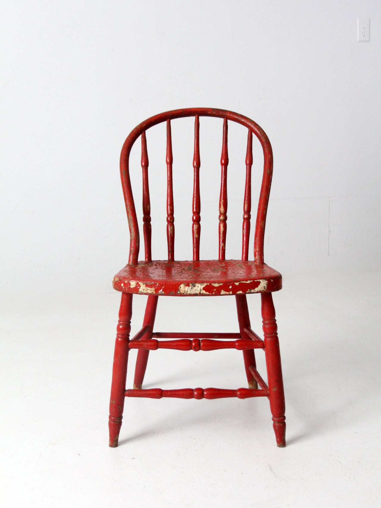 antique red spindle back chair – 86 Vintage