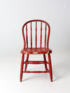 antique red spindle back chair