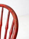 antique red spindle back chair