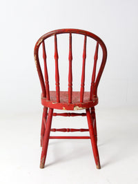 antique red spindle back chair