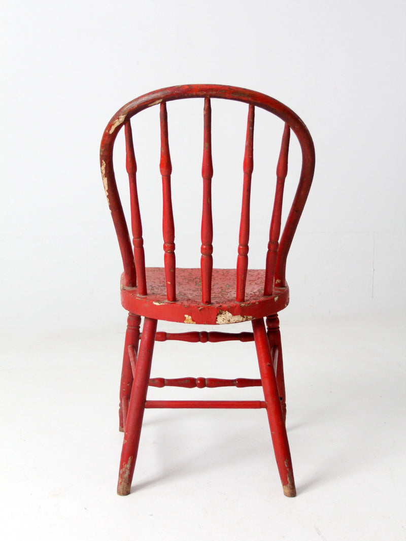antique red spindle back chair