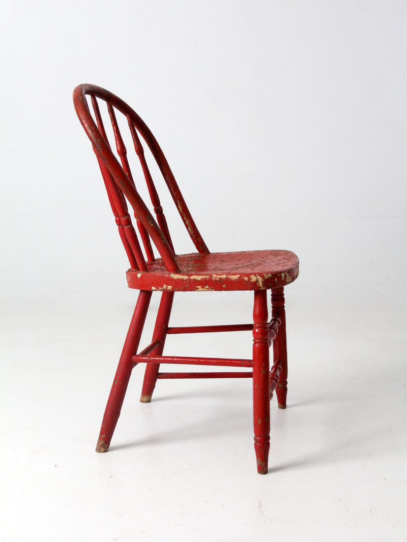 antique red spindle back chair