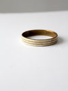 vintage 70s brass bangle bracelet with bone inlay