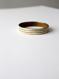 vintage 70s brass bangle bracelet with bone inlay