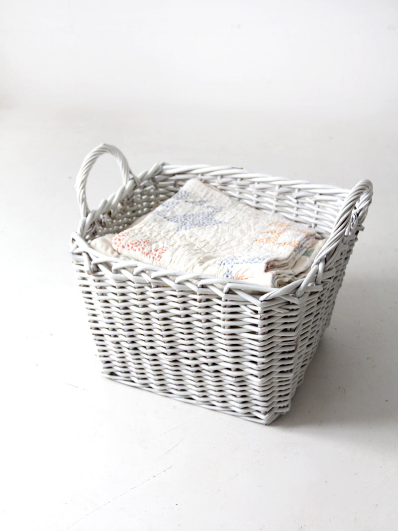 vintage large white storage basket