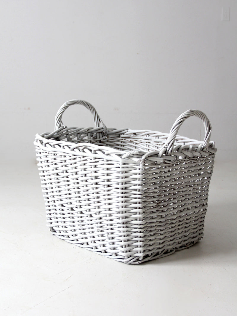 vintage large white storage basket