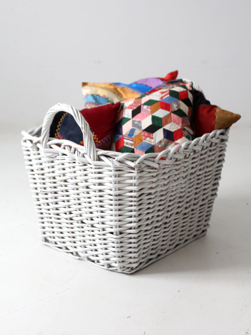 vintage large white storage basket