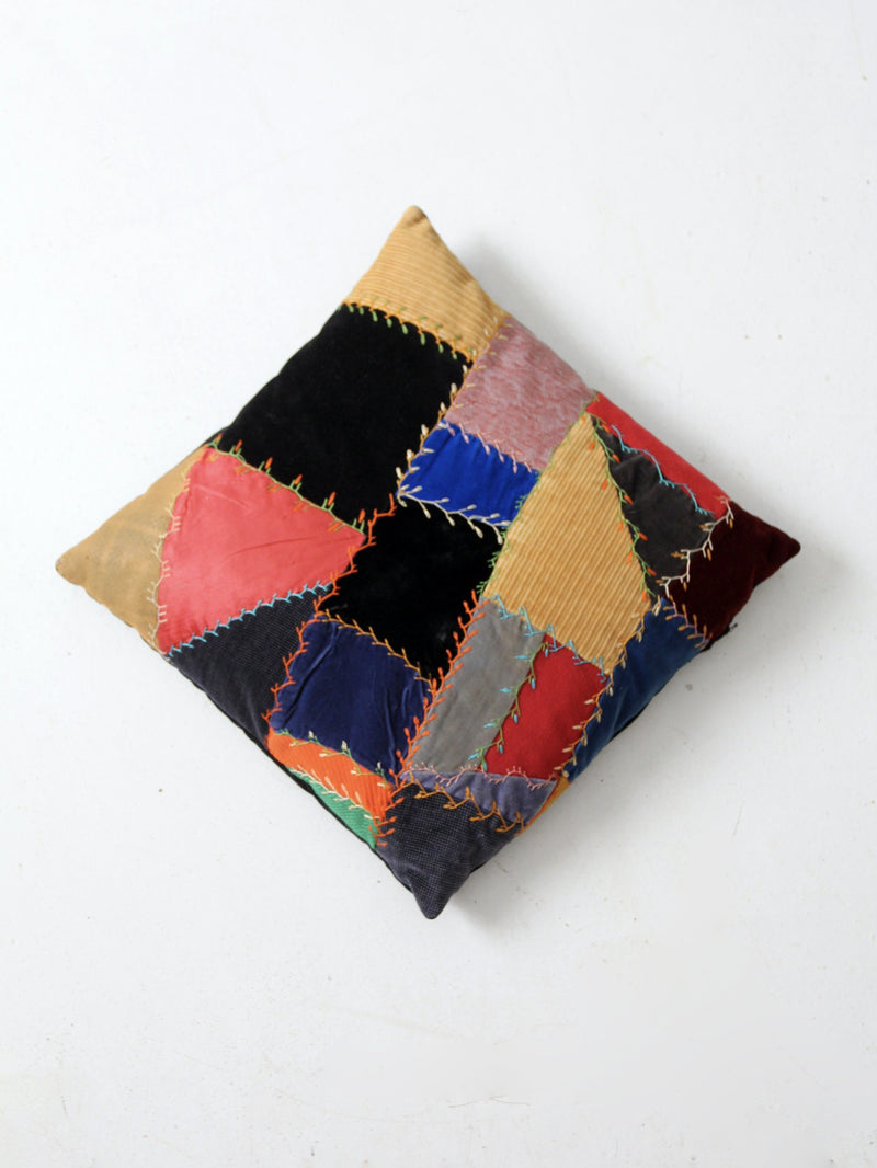 antique crazy quilt pillow