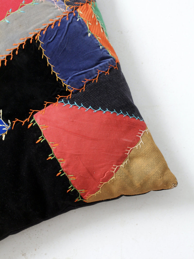 antique crazy quilt pillow