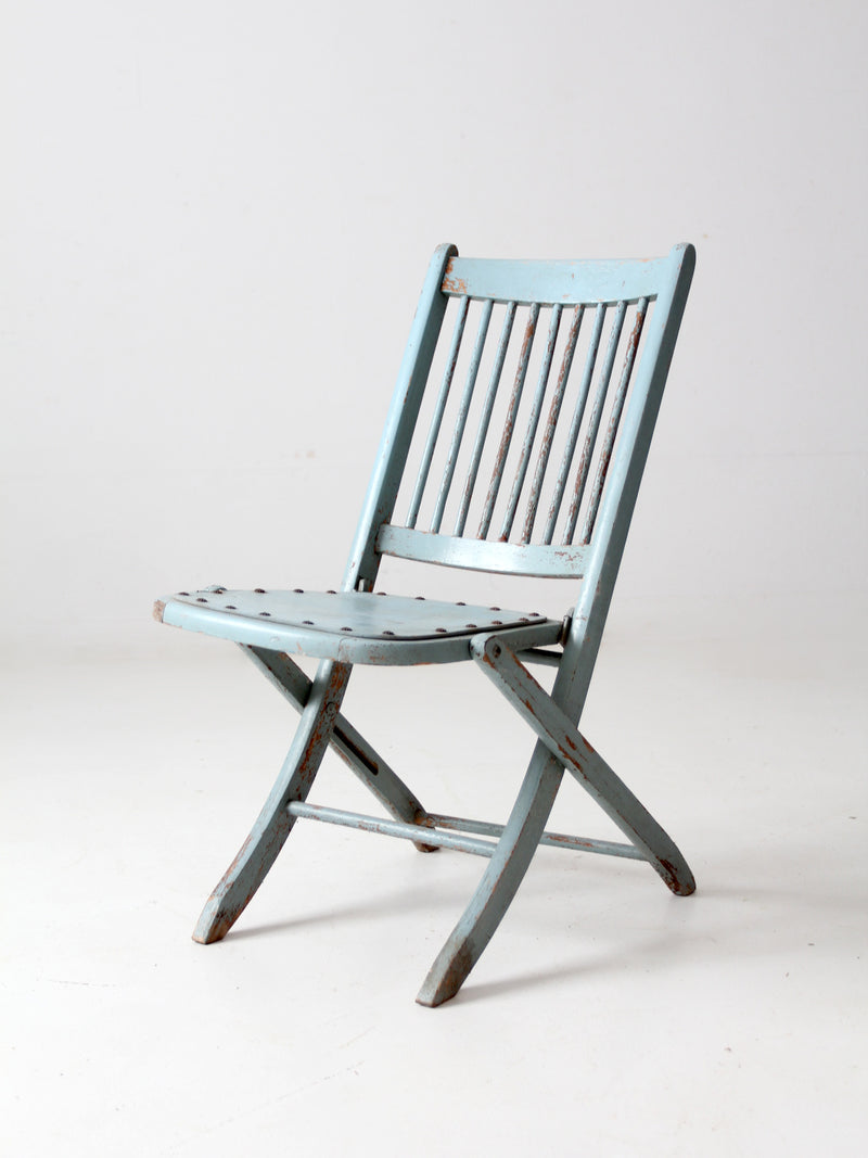 antique painted wood folding chair