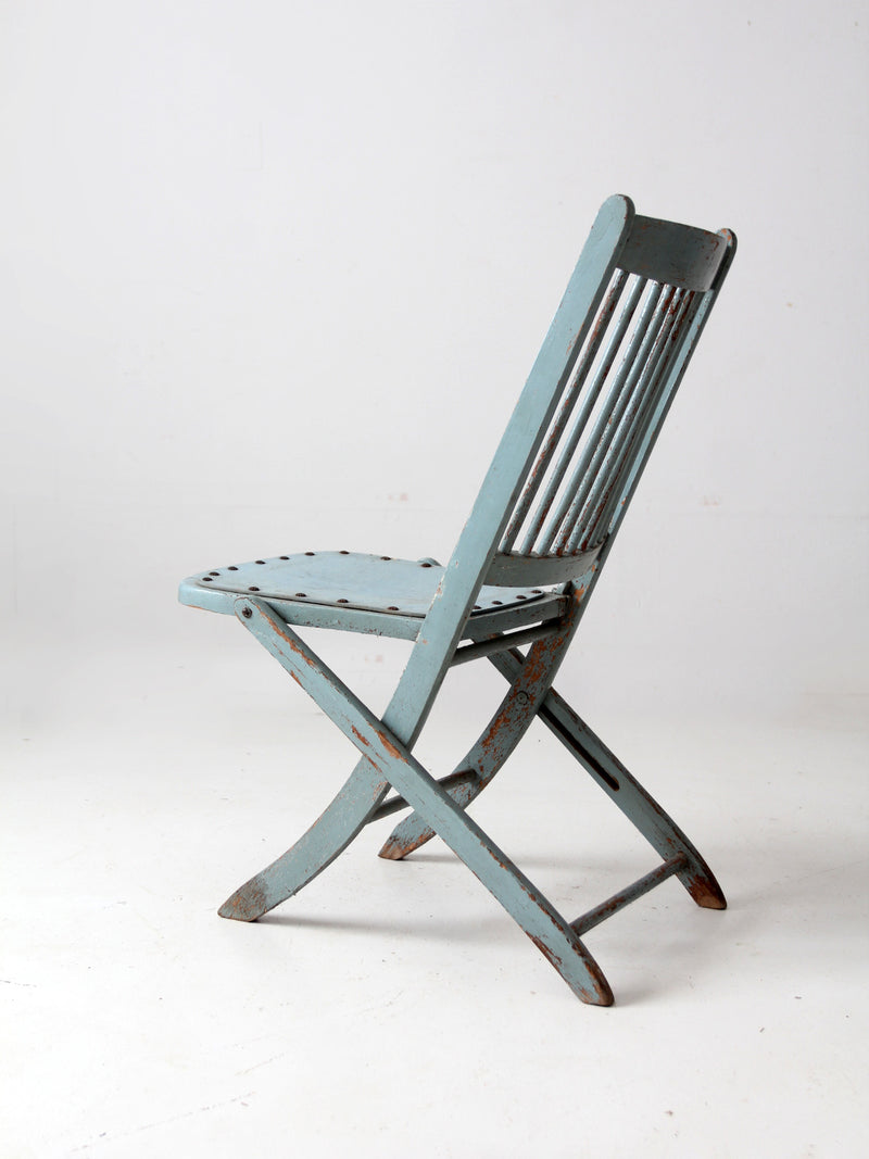 antique painted wood folding chair