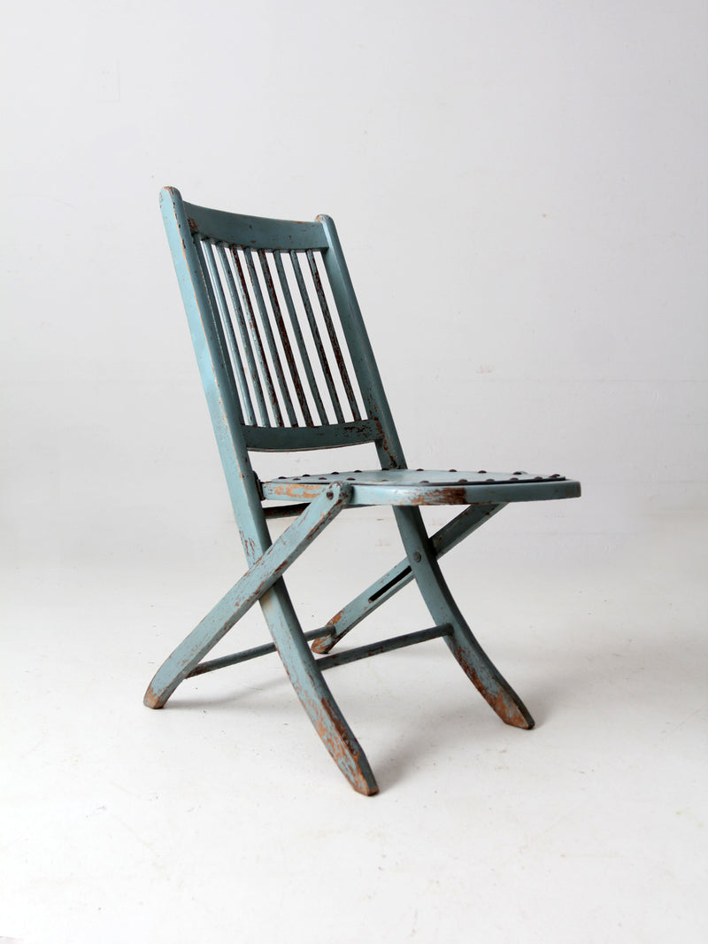 antique painted wood folding chair