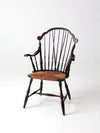 antique Windsor arm chair with rush seat