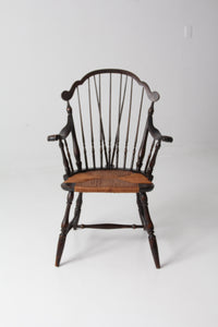 antique Windsor arm chair with rush seat