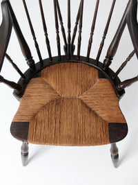 antique Windsor arm chair with rush seat