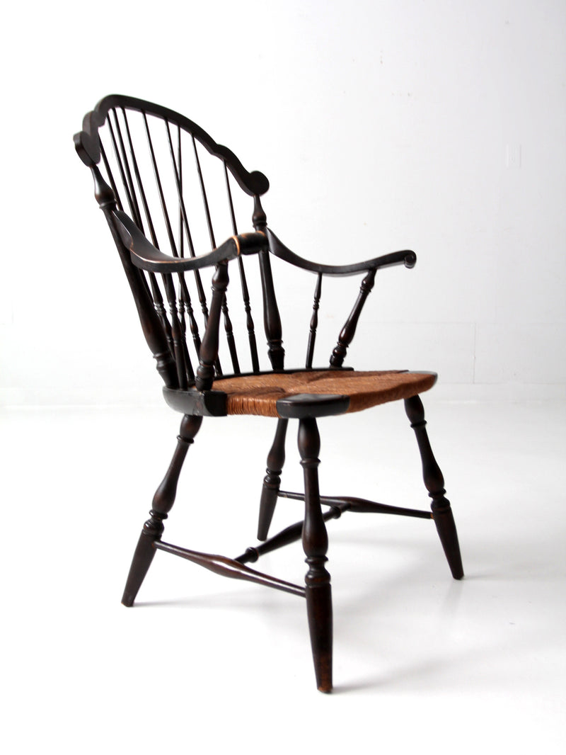 antique Windsor arm chair with rush seat