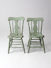 antique fiddleback painted chairs pair