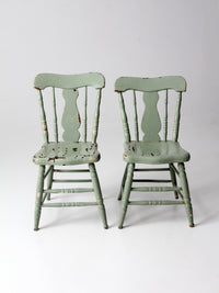 antique fiddleback painted chairs pair