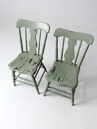 antique fiddleback painted chairs pair