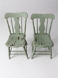 antique fiddleback painted chairs pair