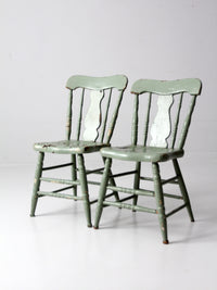 antique fiddleback painted chairs pair