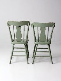 antique fiddleback painted chairs pair