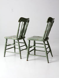 antique fiddleback painted chairs pair