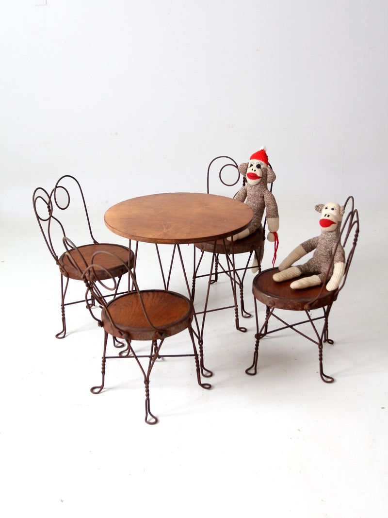 antique children's ice cream parlor table & chairs set