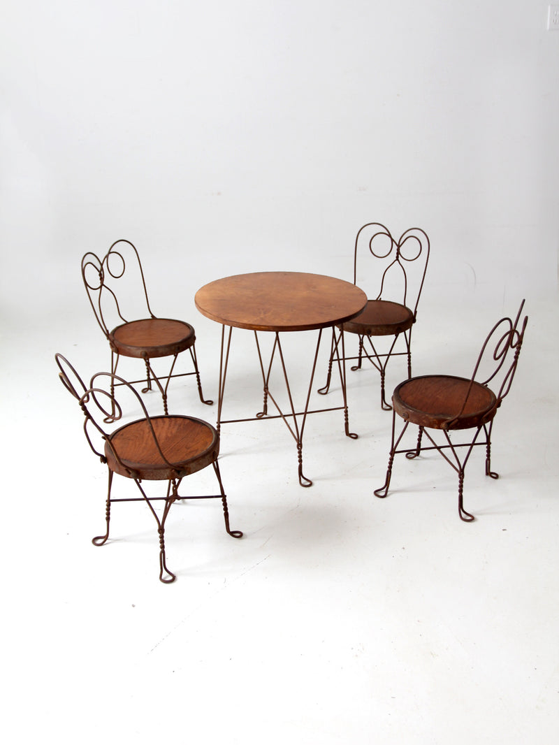 antique children's ice cream parlor table & chairs set