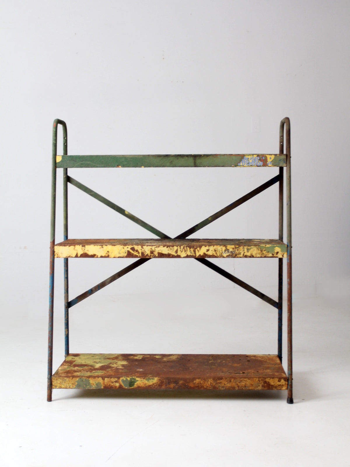 vintage industrial metal shelves