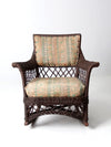 antique wicker rocking chair with cushion seat