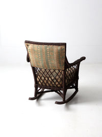 antique wicker rocking chair with cushion seat