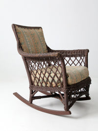 antique wicker rocking chair with cushion seat