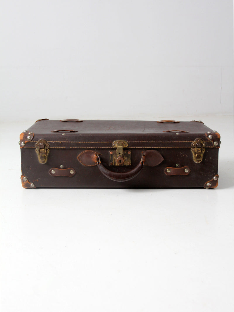 vintage brown leather suitcase