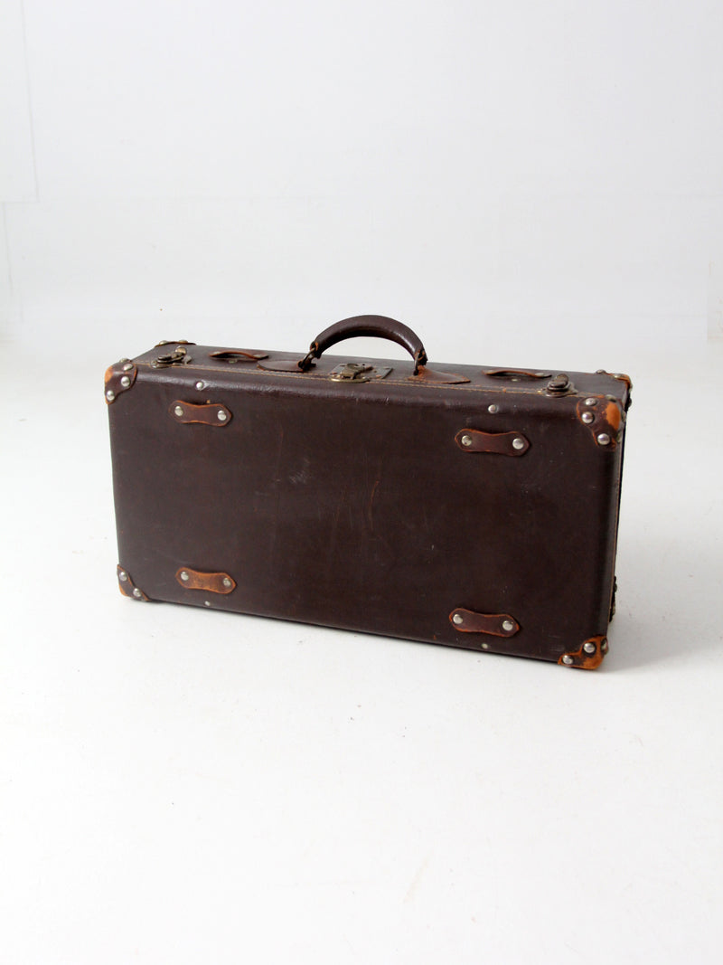 vintage brown leather suitcase