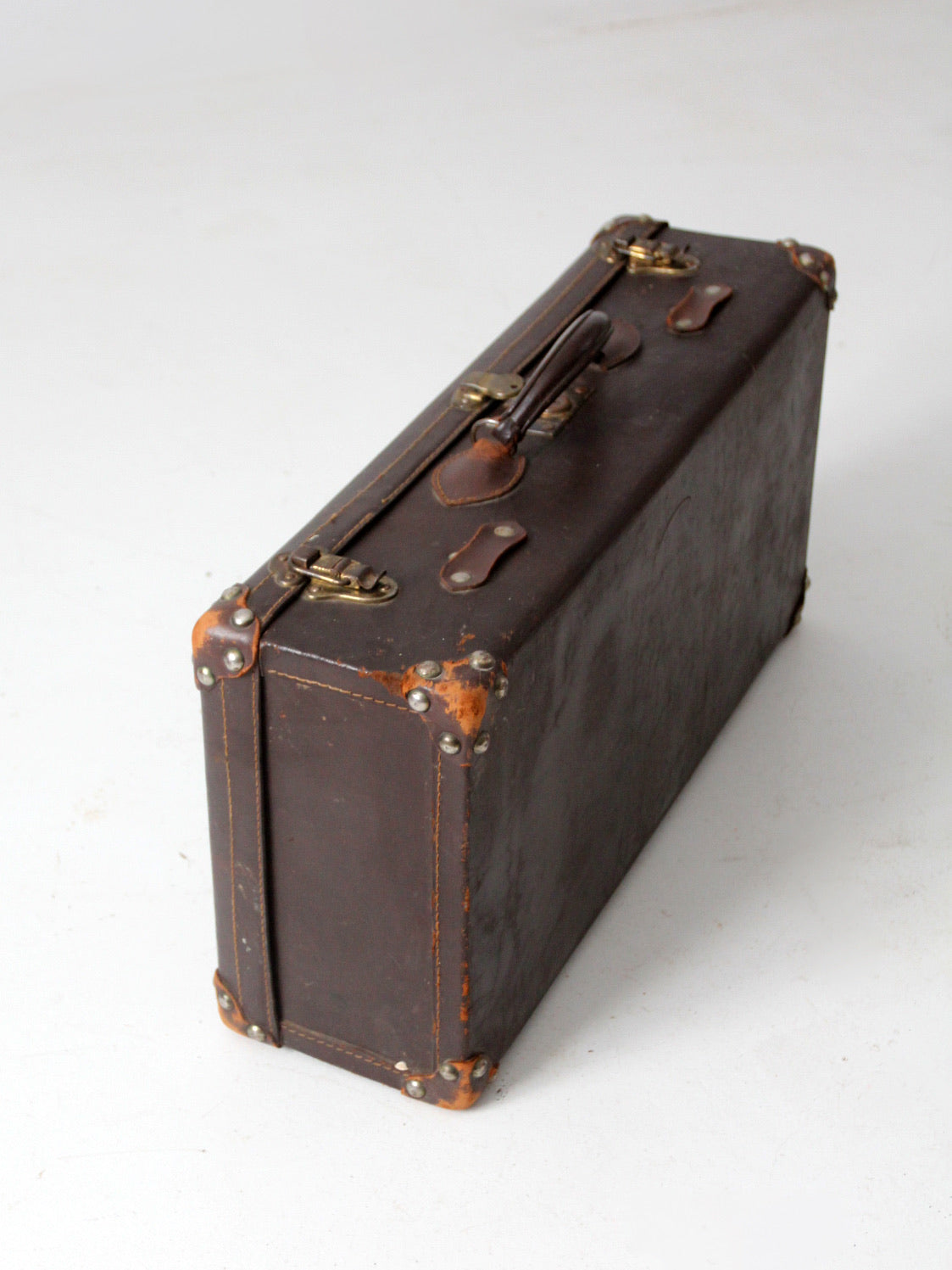 Vintage Leather Suitcase, Brown storage