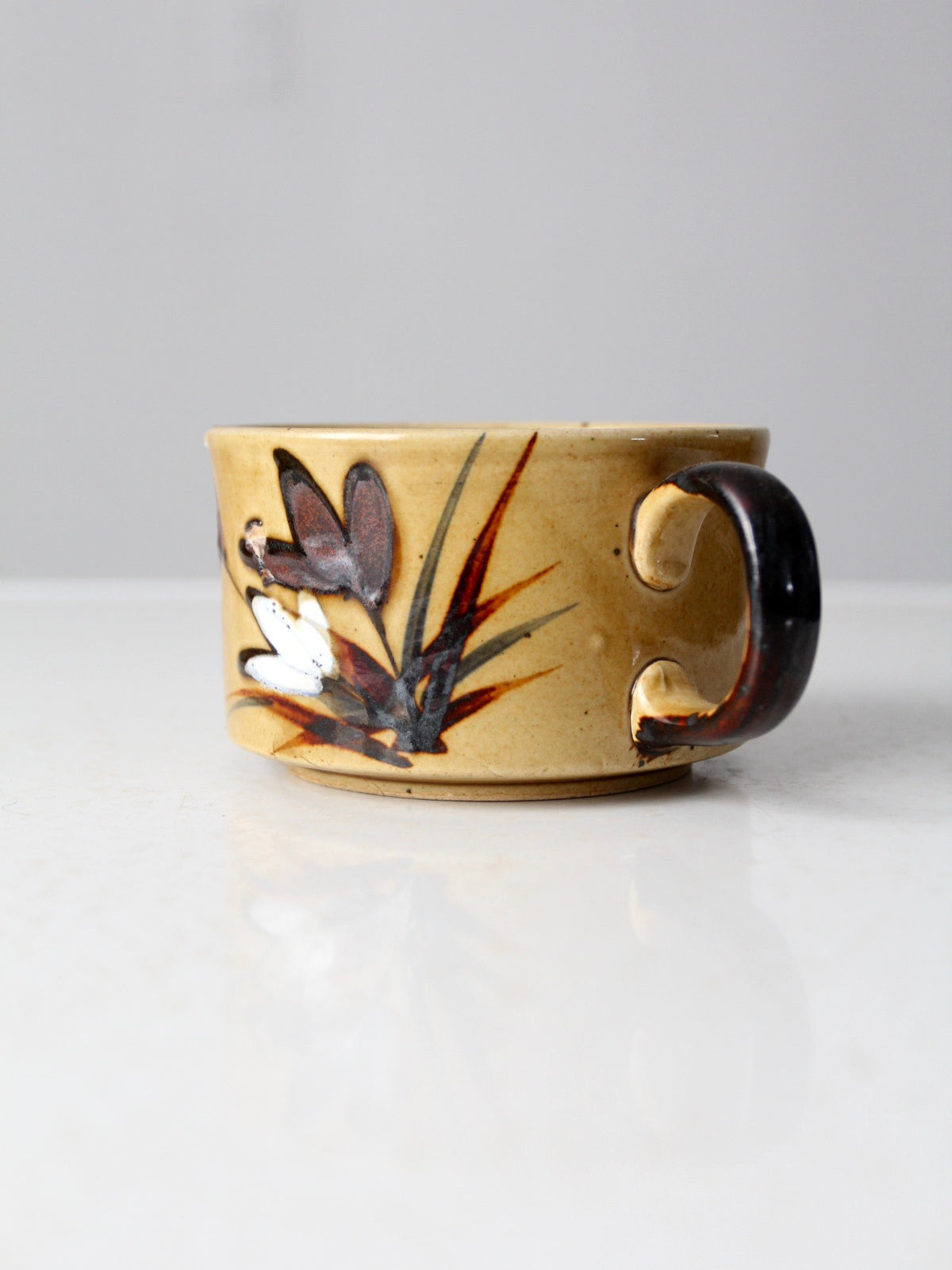 vintage floral studio pottery mug