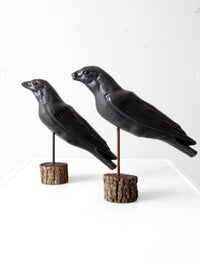 vintage crow decoys pair