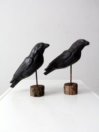 vintage crow decoys pair