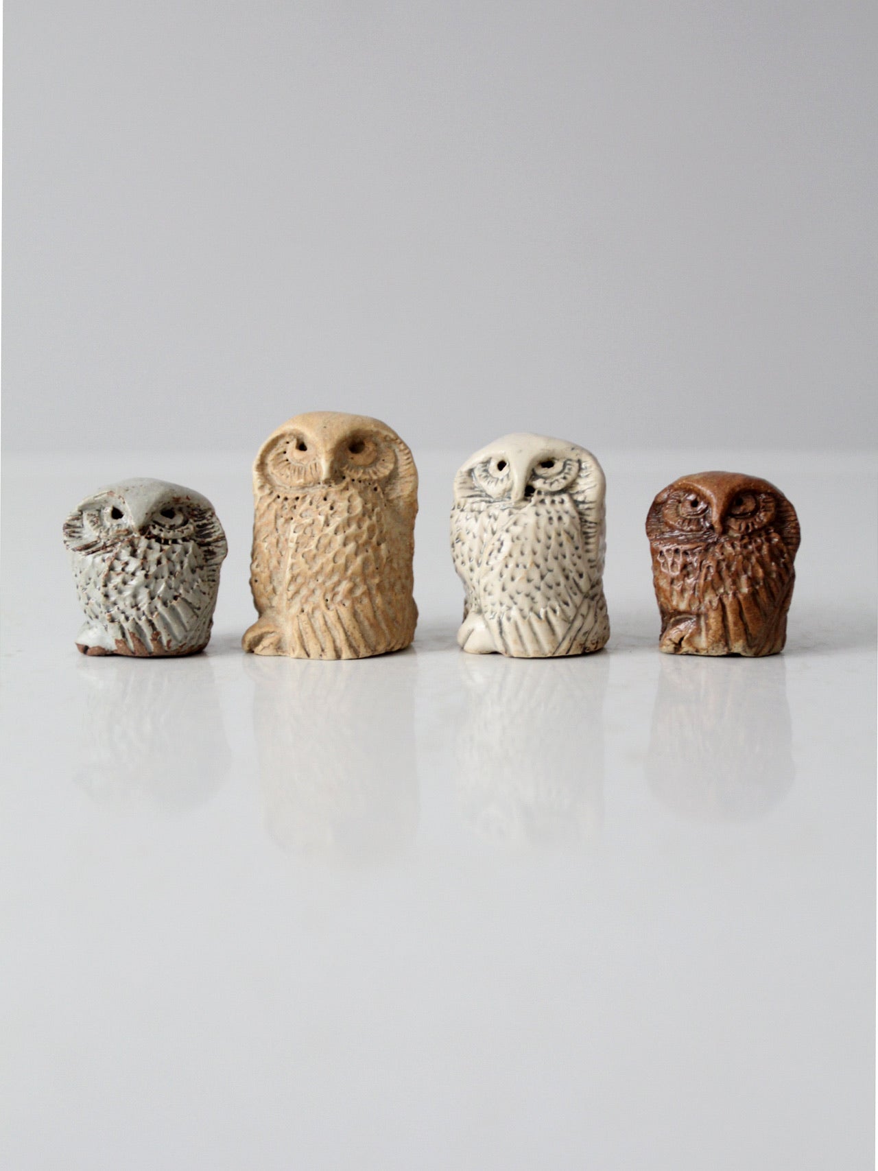 vintage studio pottery owls set of 4