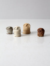 vintage studio pottery owls set of 4