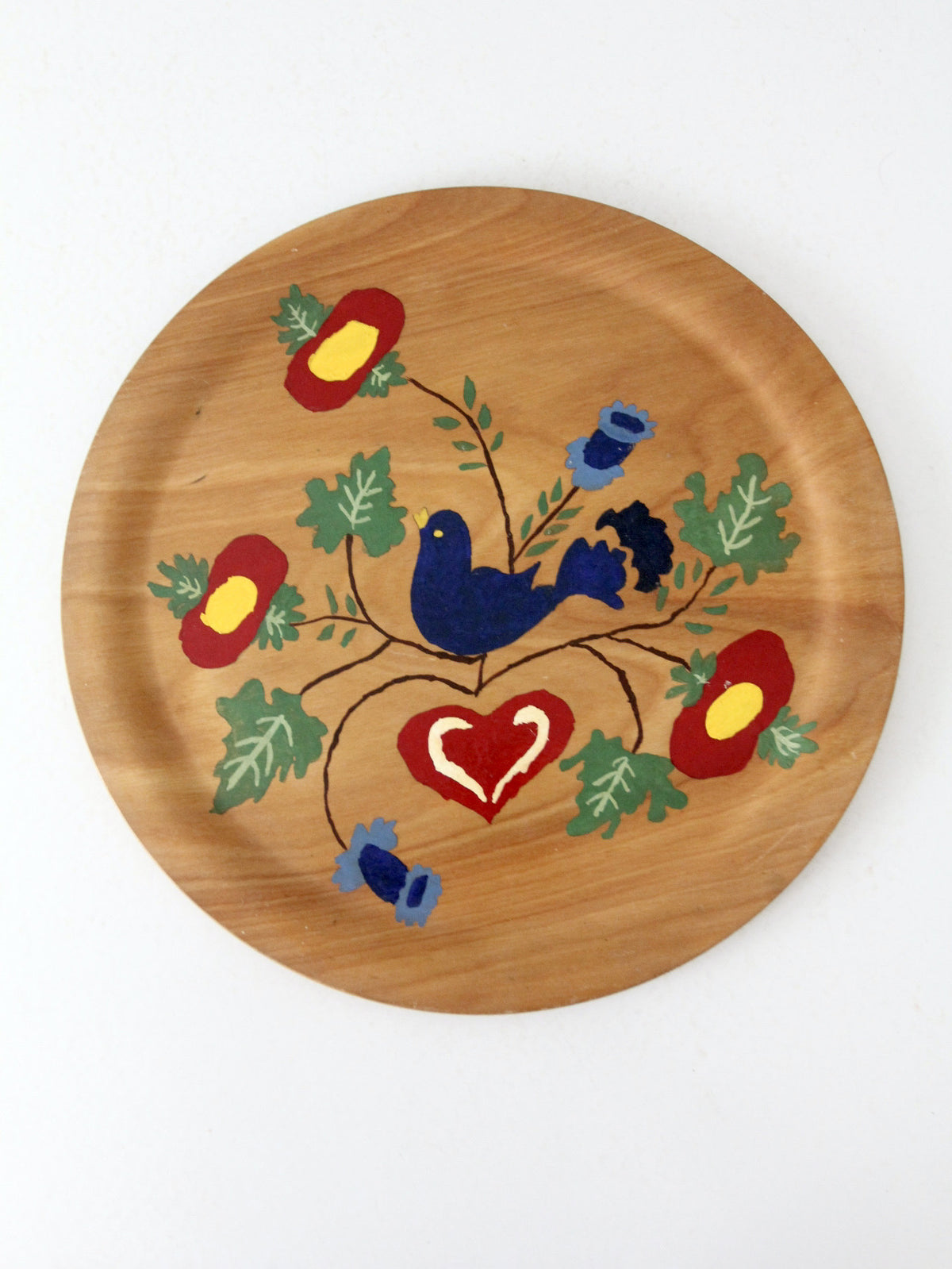 vintage hand painted wood plate