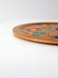 vintage hand painted wood plate