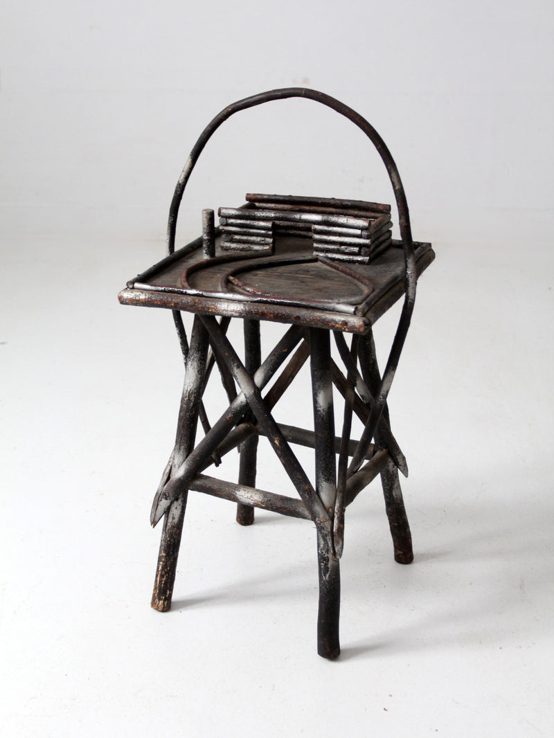 antique Adirondack side table