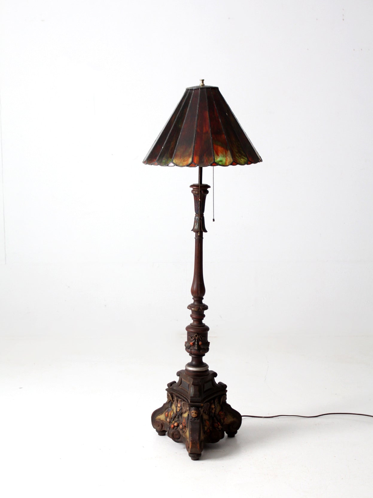 antique carved wood floor lamp 86 Vintage