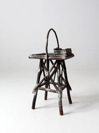 antique Adirondack side table