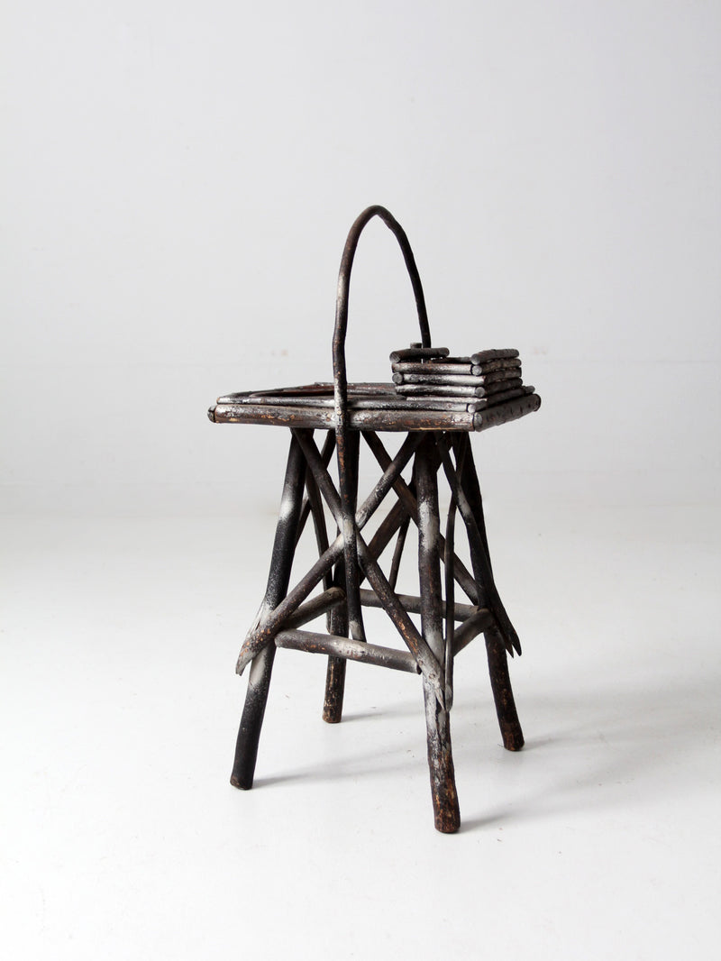 antique Adirondack side table