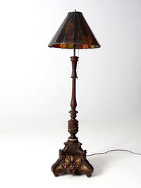 antique carved wood floor lamp