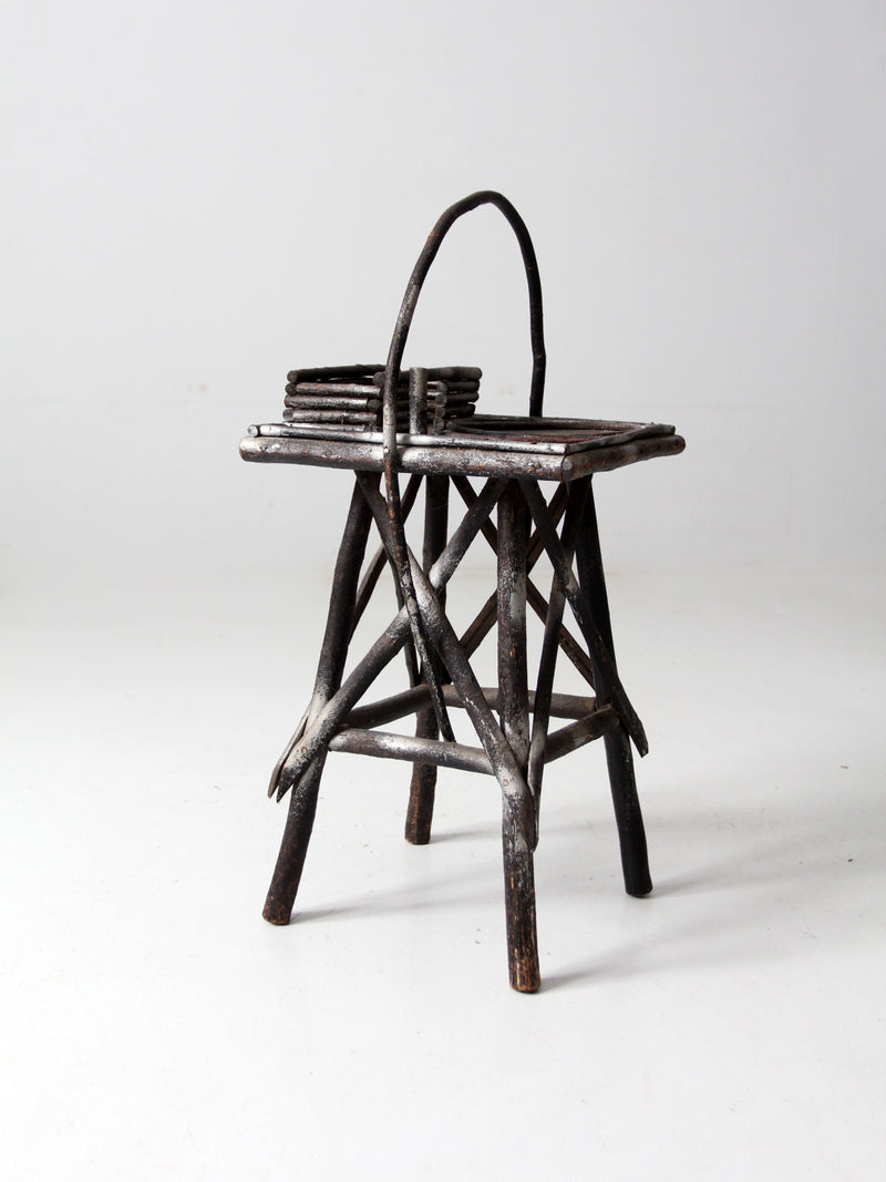 antique Adirondack side table