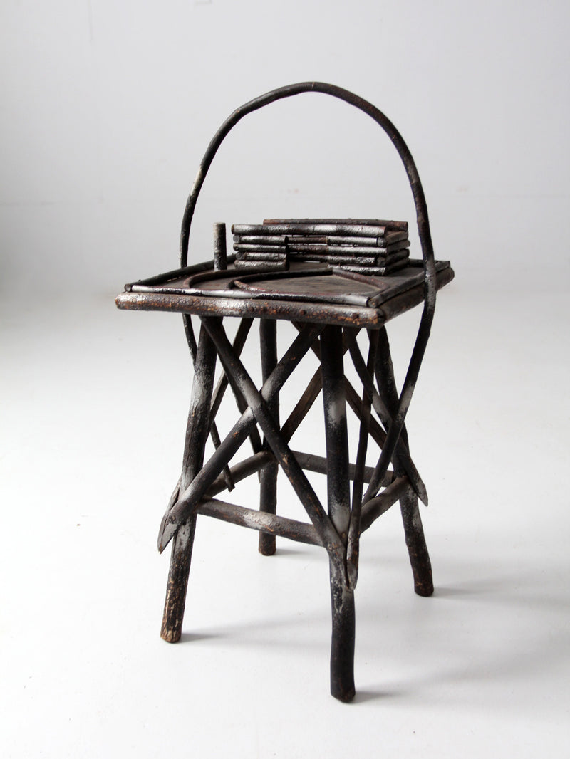 antique Adirondack side table